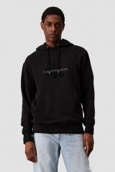 CALVIN KLEIN Czarna męska bluza z haftowanym logo. Czarne bluzy męskie Calvin Klein, l, bez wzorów, z bawełny, bez kaptura. W wyprzedaży za 319.99 zł.