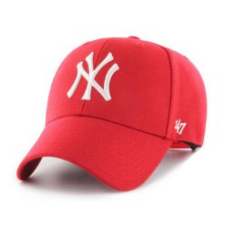 Czapka z daszkiem 47 Brand MLB New York Yankees MVP. Czerwone czapki i kapelusze męskie MAJOR LEAGUE BASEBALL, bez wzorów, sportowe. Za 95.99 zł.