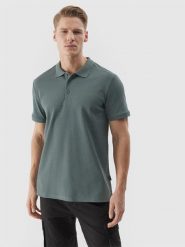 4F Koszulka polo regular męska - khaki S. Brązowe koszulki polo męskie 4f, m, bez wzorów, z bawełny, bez kołnierzyka, bez ramiączek. W wyprzedaży za 49.99 zł.