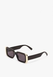 Czarne Okulary z Grubymi Oprawkami w Retro Stylu Isonitte. Czarne okulary przeciwsłoneczne damskie Born2be. Za 29.99 zł.
