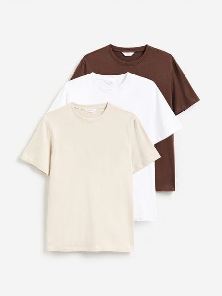 T-shirt regular 3 pack - wielobarwny. T-shirty męskie Reserved, l, bez wzorów, z bawełny, bez kołnierzyka. Za 129.99 zł.