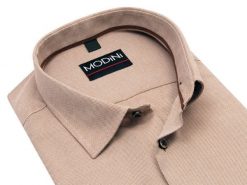 Beżowa koszula męska Modini - "kawa z mlekiem" - taupe DD21. Brązowe koszule męskie Modini Moda Męska, m, bez wzorów, z bawełny, casualowe, bez kołnierzyka, bez ramiączek. W wyprzedaży za 157.50 zł.