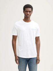 T-SHIRT KOSZULKA MĘSKA Z LOGO TOM TAILOR. Białe koszulki sportowe męskie Tom Tailor, m, bez wzorów, z bawełny, bez kołnierzyka, bez ramiączek, na fitness i siłownię. Za 112.00 zł.