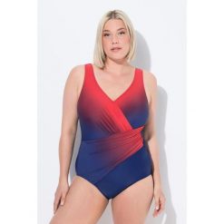 Damski Kostium kąpielowy cieniowanie miękkie miseczki drapowanie. Niebieskie kostiumy jednoczęściowe damskie Ulla Popken, l, bez wzorów, z elastanu, sportowe, plus size, do pływania. Za 294.99 zł.