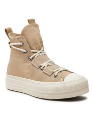 Converse Trampki Chuck Taylor All Star Lift Platform A06494C Beżowy. Brązowe trampki i tenisówki damskie Converse, bez wzorów, z materiału, retro, bez zapięcia. Za 309.99 zł.