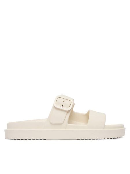 Tommy Hilfiger Klapki FW0FW08953 Biały. Białe klapki damskie Tommy Hilfiger, bez wzorów, z syntetyku, bez obcasa. Za 178.99 zł.