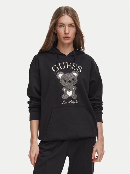Guess Bluza V6BQ28 K9361 Czarny Oversize. Czarne bluzy damskie Guess, s, z aplikacjami, z syntetyku, bez kaptura. Za 524.99 zł.