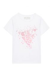Guess T-Shirt K6RI00 K6YW4 Biały Regular Fit. Białe t-shirty i topy dla dziewczynek Guess, z aplikacjami, z bawełny, bez ramiączek. Za 89.99 zł.