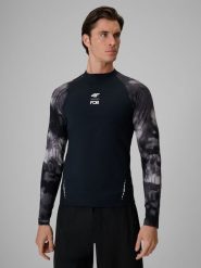 4F Longsleeve do pływania i sportów wodnych z filtrem UPF50+ męski - czarny S. Czarne t-shirty męskie 4f, na lato, m, bez wzorów, z materiału, sportowe, bez kołnierzyka. Za 149.99 zł.