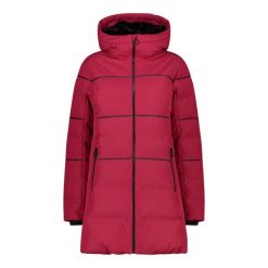 Damska kurtka z kapturem CMP. Czerwone kurtki sportowe damskie CMP, bez wzorów, z puchu, z kapturem, trekkingowe. W wyprzedaży za 848.00 zł.