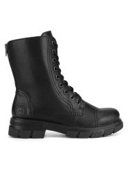 Rieker Botki Z9107-00 Czarny. Czarne botki damskie Rieker, ze skóry, bez obcasa, na płaskiej podeszwie, bez zapięcia. Za 351.99 zł.