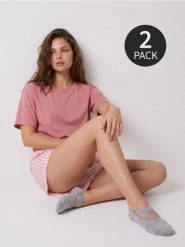 Skarpetki stopki antypoślizgowe z bawełną 2 pack - wielobarwny. Skarpety damskie Sinsay, bez wzorów, z bawełny. Za 9.99 zł.