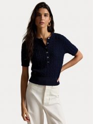 Polo Ralph Lauren Bluzka 211B17746002 Granatowy Regular Fit. Niebieskie bluzki damskie Polo Ralph Lauren, l, bez wzorów, z bawełny, bez kołnierzyka, bez ramiączek. Za 989.99 zł.