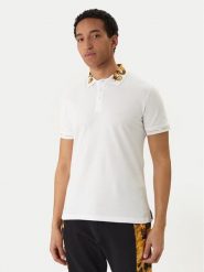 Versace Jeans Couture Polo 80GAGT12 CJ01T Biały Slim Fit. Białe koszulki polo męskie Versace Jeans Couture, m, bez wzorów, z bawełny, bez ramiączek. Za 552.99 zł.