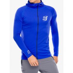 Bluza z kapturem męska Compressport 3D Thermo Seamless Hoodie Zip. Niebieskie bluzy sportowe męskie Compressport, l, bez wzorów, z kapturem, do biegania. Za 440.99 zł.