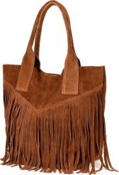 Vera Pelle Koniakowa Torebka damska skórzana zamszowa A4 frędzel duża L83. Torebki do ręki damskie Vera Pelle, bez wzorów, z zamszu, duże, zamszowe, bez dodatków. Za 175.99 zł.