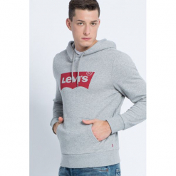 Levi's - Bluza. Szare bluzy męskie Levi's, z nadrukiem, z bawełny. W wyprzedaży za 159.90 zł.