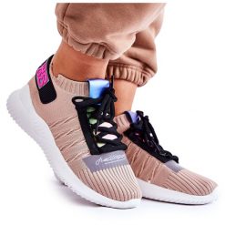 Damskie Wsuwane Sportowe Buty Sneakersy Beżowe Klayra beżowy. Brązowe obuwie sportowe damskie bez wzorów, z gumy. Za 141.11 zł.