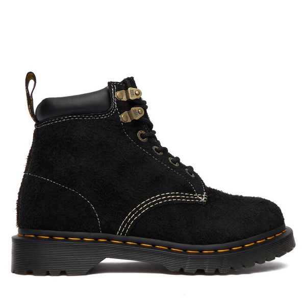 Trzewiki Dr. Martens. Czarne botki damskie Dr. Martens, bez obcasa, na płaskiej podeszwie, bez zapięcia. Za 949.99 zł.
