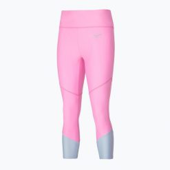 Legginsy damskie Mizuno Impulse Core 3/4. Czerwone legginsy damskie Mizuno, bez wzorów, trekkingowe. Za 99.99 zł.