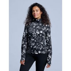 Bluza narciarska - Damska - Cabin Life - Czarny wielokolorowy. Czarne bluzy damskie POEDERBAAS, xs, bez wzorów, z elastanu, bez kaptura, narciarskie. Za 264.52 zł.