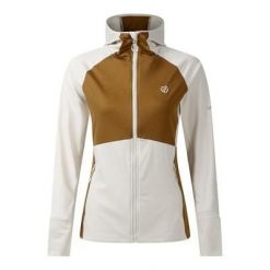 Damska bluza Evolving III z kapturem, elastyczna, w blokach kolorów. Białe bluzy damskie Dare 2b, bez wzorów, z elastanu, z kapturem. Za 379.99 zł.