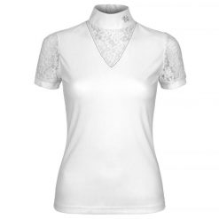 Koszulka konkursowa jeździecka damska EQUESTRIAN QUEEN Eloise 26SS. Białe t-shirty damskie EQUESTRIAN QUEEN, l, bez wzorów, z elastanu, eleganckie, bez kołnierzyka. Za 185.99 zł.