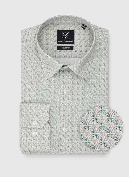 PAKO LORENTE – Koszula męska w mikrowzór. Koszule męskie Pako Lorente, m, bez wzorów, z bawełny, bez kołnierzyka, bez ramiączek. Za 199.99 zł.