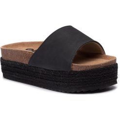 Espadryle REFRESH - 69727 Negro. Czarne klapki damskie Refresh, bez wzorów, ze skóry ekologicznej, bez obcasa. W wyprzedaży za 119.00 zł.