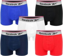 Bokserki majtki męskie bawełna 5 par REEBOK SPORTS TRUNK CATHAL. Niebieskie bokserki męskie Reebok, m, bez wzorów, z bawełny. Za 142.00 zł.