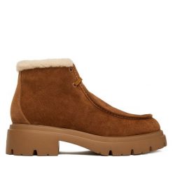 Trzewiki Stuart Weitzman. Brązowe botki damskie Stuart Weitzman, bez obcasa, na płaskiej podeszwie, bez zapięcia. Za 2,439.00 zł.