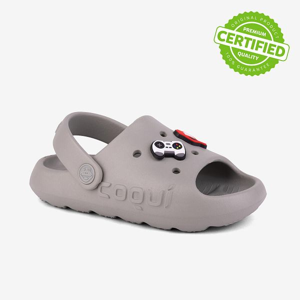 Sandały dziecięce Coqui Maya szare. Szare sandały chłopięce Coqui, z materiału, bez zapięcia. Za 125.99 zł.