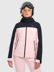 4F Kurtka narciarska membrana 5000 damska - różowa XL. Czerwone kurtki damskie 4f, na zimę, xl, bez wzorów, z materiału, bez kaptura. Za 399.99 zł.