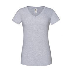 Koszulka Damska Z Dekoltem W Kształcie Litery V. Szare koszulki sportowe damskie Fruit of the Loom, l, bez wzorów, bez kołnierzyka, bez ramiączek, trekkingowe. Za 33.99 zł.