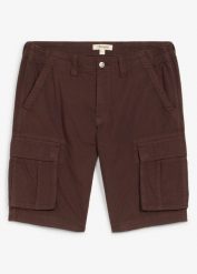 Lekkie bermudy jeansowe z elastyczną wstawką w talii, z kolorowego denimu, relaxed fit. Brązowe jeansy męskie bonprix. Za 47.99 zł.