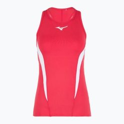 Koszulka tenisowa damska Mizuno Printed Tank W. Czerwone t-shirty damskie Mizuno, l, bez wzorów, z elastanu, sportowe, bez kołnierzyka. Za 58.99 zł.