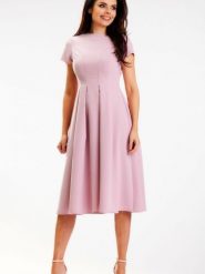 Sukienka Model A569 Dirty Pink - awama. Różowe sukienki damskie Awama, l, bez wzorów, z elastanu, bez kołnierzyka, plus size, bez ramiączek, midi, rozkloszowane. Za 278.53 zł.