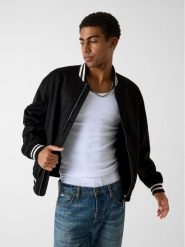 Guess Jeans Kurtka bomber M6RL0J WJ842 Czarny Regular Fit. Czarne kurtki męskie Guess Jeans, m, z aplikacjami, z jeansu, bez kaptura. Za 524.99 zł.