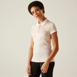 Damska koszulka turystyczna polo Remex II. Białe koszulki sportowe damskie Regatta, bez wzorów, z materiału, bez kołnierzyka, bez ramiączek, trekkingowe. W wyprzedaży za 71.00 zł.