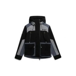 Kurtka przeciwdeszczowa z kapturem Superdry Colour Block. Czarne kurtki męskie Superdry., xl, bez wzorów, eleganckie, z kapturem. Za 520.15 zł.