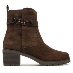 Botki Tamaris. Brązowe botki damskie Tamaris, bez obcasa, na słupku, bez zapięcia. Za 669.99 zł.