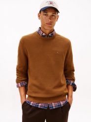 Tommy Hilfiger sweter Mężczyźni Bawełna brązowy, L. Brązowe swetry przez głowę męskie Tommy Hilfiger, l, bez wzorów, z bawełny, bez kołnierzyka. Za 329.95 zł.