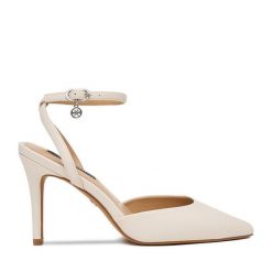 Szpilki Nine West. Białe szpilki damskie Nine West, bez wzorów, bez obcasa, bez zapięcia. Za 229.99 zł.