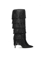 Steve Madden Kozaki Wanderlust SM11004766 Czarny. Czarne kozaki damskie Steve Madden, ze skóry, bez obcasa, na szpilce. Za 1,199.00 zł.