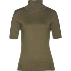 Sweter z golfem, z domieszką jedwabiu bonprix zielony khaki. Swetry damskie bonprix. Za 99.99 zł.