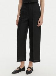 Marella Kuloty Emme by Marella Clava 2615131182 Czarny Regular Fit. Czarne spodnie materiałowe damskie Marella, bez wzorów, ze lnu. Za 349.99 zł.