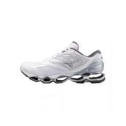 Buty Mizuno Wave Prophecy LS Białe/Srebrne/Niebieskie. Białe obuwie sportowe damskie Mizuno, bez wzorów, z materiału, do biegania, mizuno wave. Za 977.50 zł.