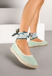 Jasnozielone Espadryle z Plecioną Podeszwą i Wiązaniem Wokół Kostki Cyntavia. Zielone espadryle damskie Born2be, na lato, bez wzorów, casualowe, bez obcasa, bez zapięcia. Za 89.99 zł.
