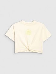 4F T-shirt oversize crop top z nadrukiem dziewczęcy - biały 152 (11-12 lat). Białe t-shirty i topy dla dziewczynek 4f, bez wzorów, bez ramiączek. W wyprzedaży za 29.99 zł.