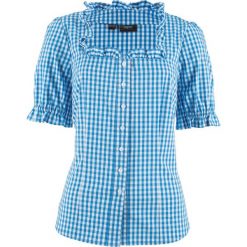 Bluzka ludowa, krótki rękaw bonprix niebieski lodowy - biały w kratę. Bluzki damskie marki bonprix. Za 79.99 zł.